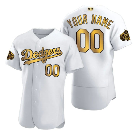 Custom Baseball Jerseys Los Angeles Dodgers White Gold 2022 All Star Game Stitched Jerseys Elite