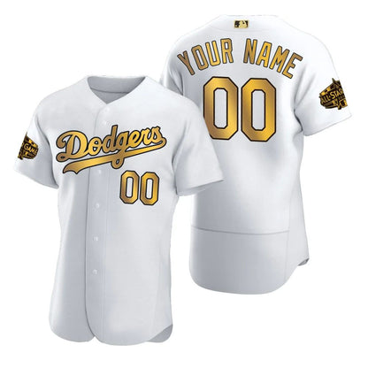 Custom Baseball Jerseys Los Angeles Dodgers White Gold 2022 All Star Game Stitched Jerseys Elite
