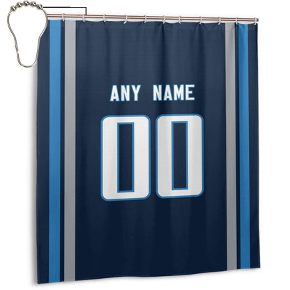 Custom Football Tennessee Titans style personalized shower curtain custom design name and number set of 12 shower curtain hooks Rings