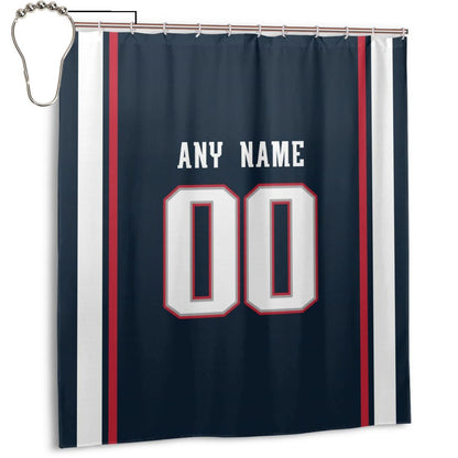Custom Football New England Patriots style personalized shower curtain custom design name and number set of 12 shower curtain hooks Rings