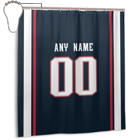 Custom Football New England Patriots style personalized shower curtain custom design name and number set of 12 shower curtain hooks Rings