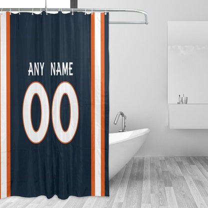 Custom Football Denver Broncos style personalized shower curtain custom design name and number set of 12 shower curtain hooks Rings