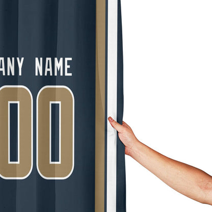 Custom Football Los Angeles Rams style personalized shower curtain custom design name and number set of 12 shower curtain hooks Rings