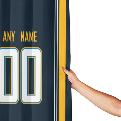 Custom Football Los Angeles Chargers style personalized shower curtain custom design name and number set of 12 shower curtain hooks Rings