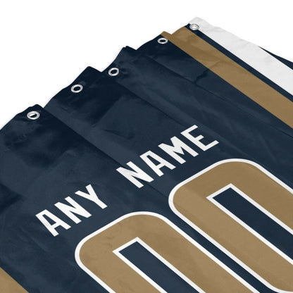 Custom Football Los Angeles Rams style personalized shower curtain custom design name and number set of 12 shower curtain hooks Rings