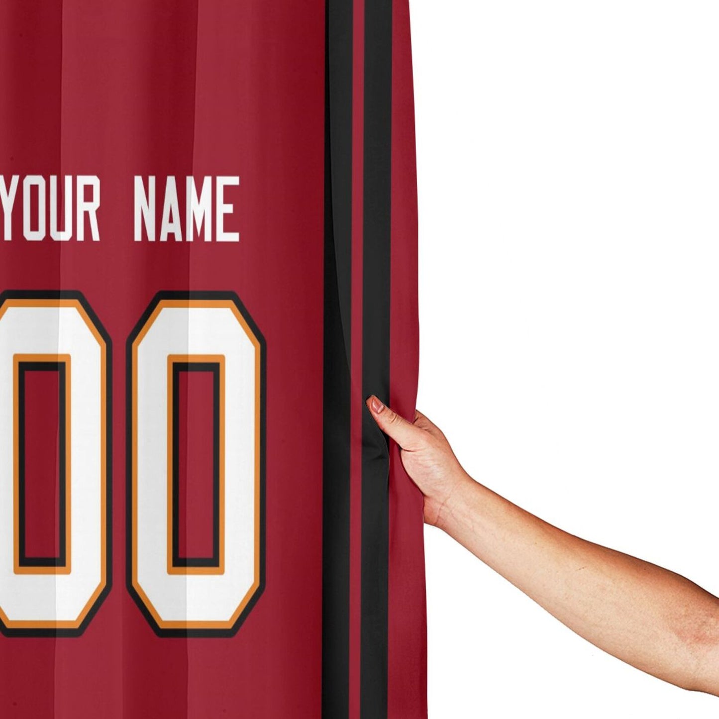 Custom Football Tampa Bay Buccaneers style personalized shower curtain custom design name and number set of 12 shower curtain hooks Rings