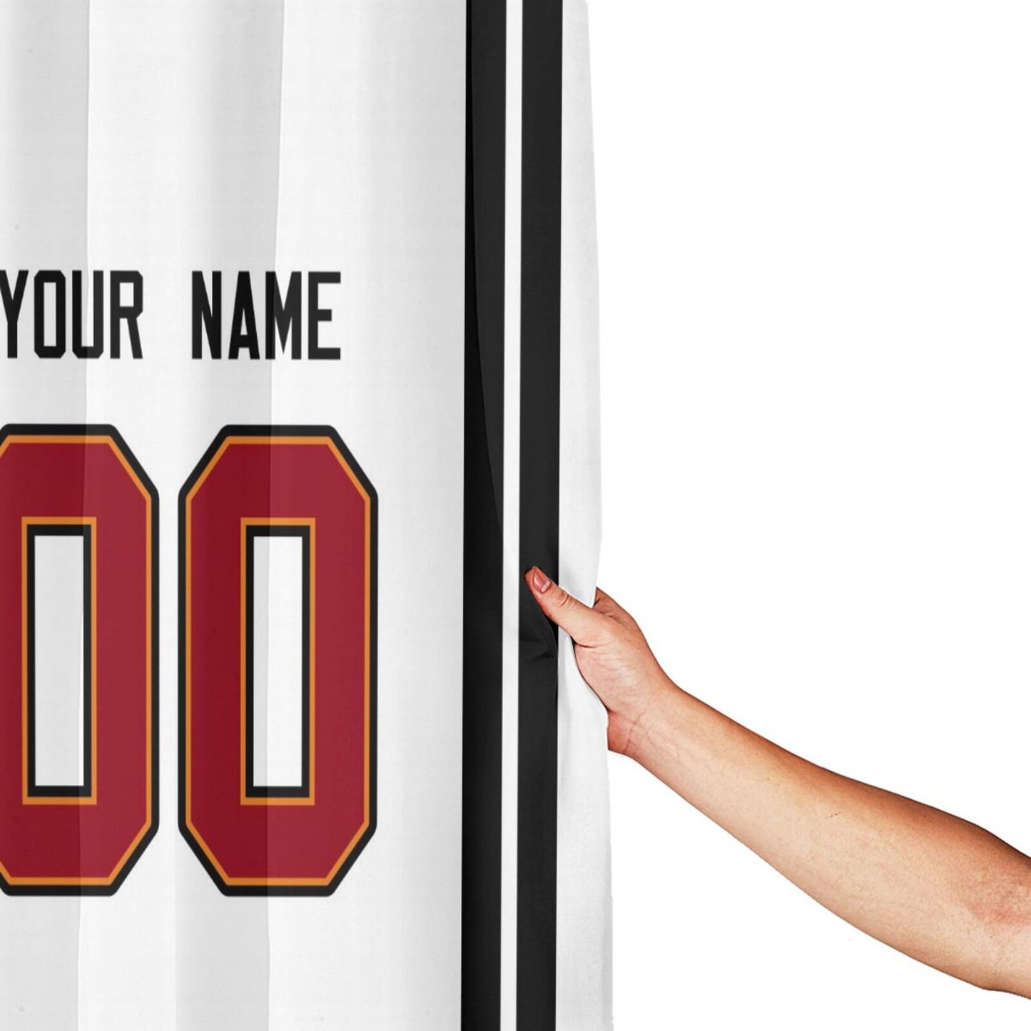 Custom Football Tampa Bay Buccaneers style personalized shower curtain custom design name and number set of 12 shower curtain hooks Rings