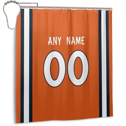 Custom Football Denver Broncos style personalized shower curtain custom design name and number set of 12 shower curtain hooks Rings