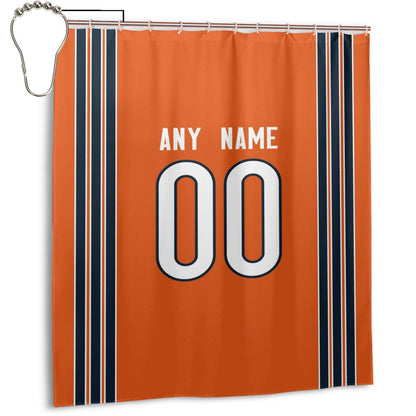 Custom Football Chicago Bears style personalized shower curtain custom design name and number set of 12 shower curtain hooks Rings