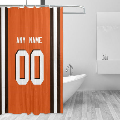 Custom Football Cleveland Browns style personalized shower curtain custom design name and number set of 12 shower curtain hooks Rings
