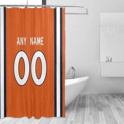 Custom Football Denver Broncos style personalized shower curtain custom design name and number set of 12 shower curtain hooks Rings