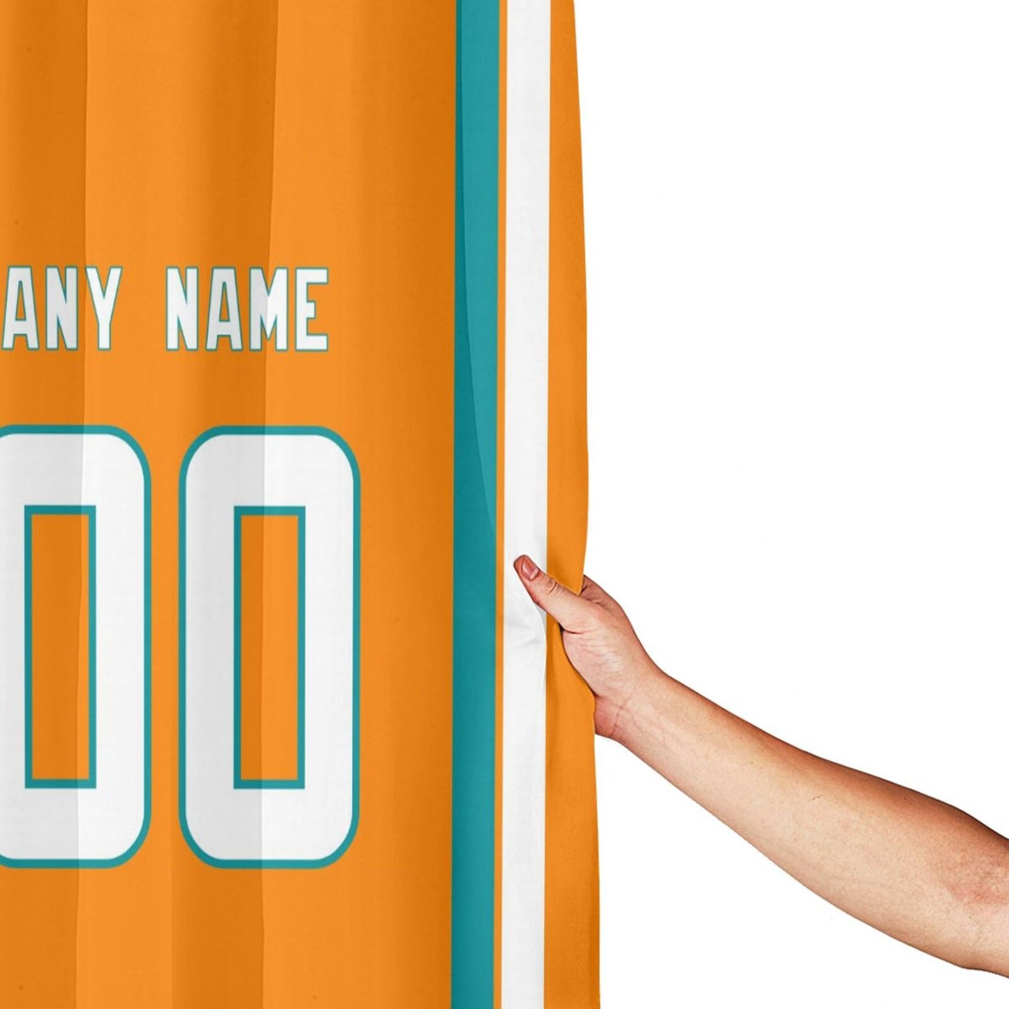 Custom Football Miami Dolphins style personalized shower curtain custom design name and number set of 12 shower curtain hooks Rings