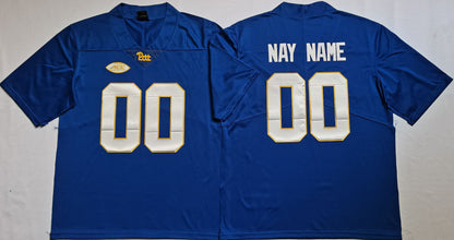 Custom Football Pitt Panthers Blue Jersey Mens Youth Women Short Sleeve American College Jerseys