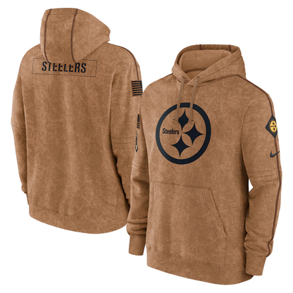 P.Steelers Blank Brown 2023 Salute To Service Club Pullover Hoodie