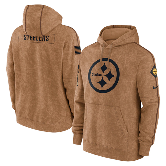 P.Steelers Blank Brown 2023 Salute To Service Club Pullover Hoodie