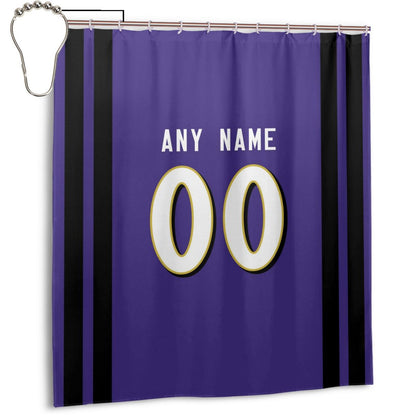 Custom Football Baltimore Ravens style personalized shower curtain custom design name and number set of 12 shower curtain hooks Rings
