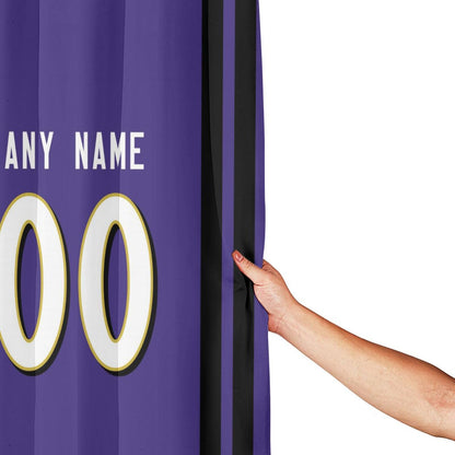 Custom Football Baltimore Ravens style personalized shower curtain custom design name and number set of 12 shower curtain hooks Rings