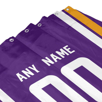 Custom Football Minnesota Vikings style personalized shower curtain custom design name and number set of 12 shower curtain hooks Rings