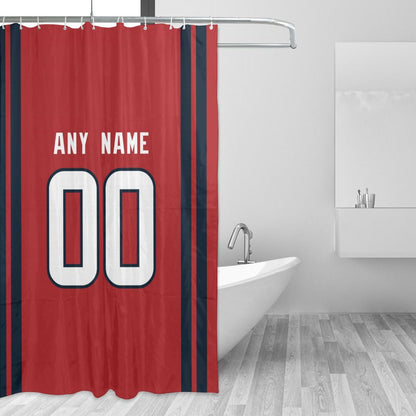 Custom Football Houston Texans style personalized shower curtain custom design name and number set of 12 shower curtain hooks Rings