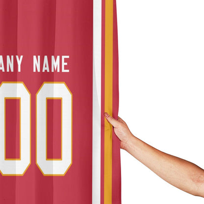 Custom Football Kansas City Chiefs style personalized shower curtain custom design name and number set of 12 shower curtain hooks Rings