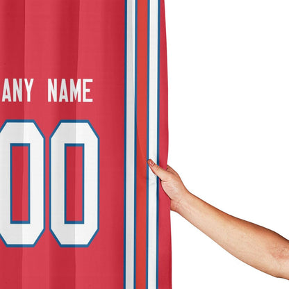 Custom Football Buffalo Bills style personalized shower curtain custom design name and number set of 12 shower curtain hooks Rings