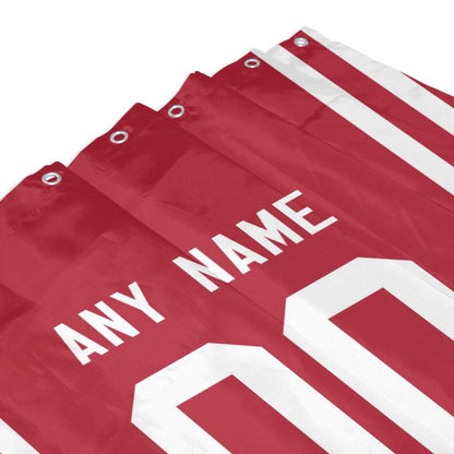 Custom Football San Francisco 49ers style personalized shower curtain custom design name and number set of 12 shower curtain hooks Rings