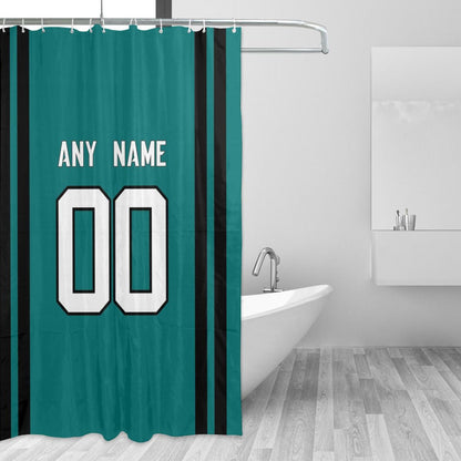 Custom Football Jacksonville Jaguars style personalized shower curtain custom design name and number set of 12 shower curtain hooks Rings