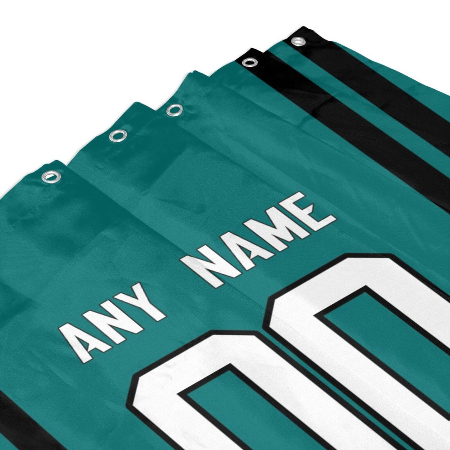 Custom Football Jacksonville Jaguars style personalized shower curtain custom design name and number set of 12 shower curtain hooks Rings