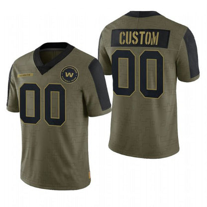 Washington Football Team Custom Football Olive 2021 Salute To Service Limited Jersey
