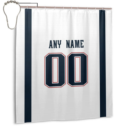 Custom Football New England Patriots style personalized shower curtain custom design name and number set of 12 shower curtain hooks Rings