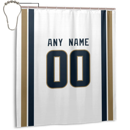 Custom Football Los Angeles Rams style personalized shower curtain custom design name and number set of 12 shower curtain hooks Rings