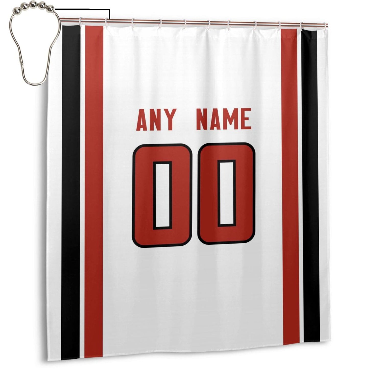 Custom Football Atlanta Falcons style personalized shower curtain custom design name and number set of 12 shower curtain hooks Rings