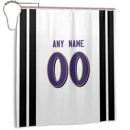 Custom Football Baltimore Ravens style personalized shower curtain custom design name and number set of 12 shower curtain hooks Rings