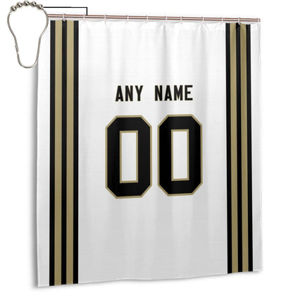 Custom Football New Orleans Saints style personalized shower curtain custom design name and number set of 12 shower curtain hooks Rings