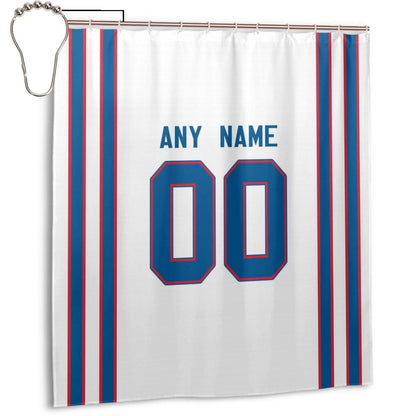 Custom Football Buffalo Bills style personalized shower curtain custom design name and number set of 12 shower curtain hooks Rings