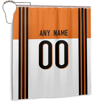 Custom Football Cincinnati Bengals style personalized shower curtain custom design name and number set of 12 shower curtain hooks Rings