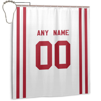 Custom Football San Francisco 49ers style personalized shower curtain custom design name and number set of 12 shower curtain hooks Rings