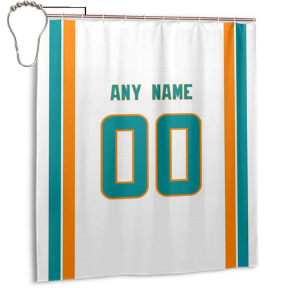 Custom Football Miami Dolphins style personalized shower curtain custom design name and number set of 12 shower curtain hooks Rings
