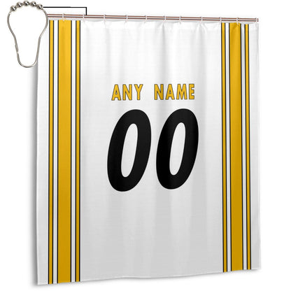 Custom Football Pittsburgh Steelers style personalized shower curtain custom design name and number set of 12 shower curtain hooks Rings