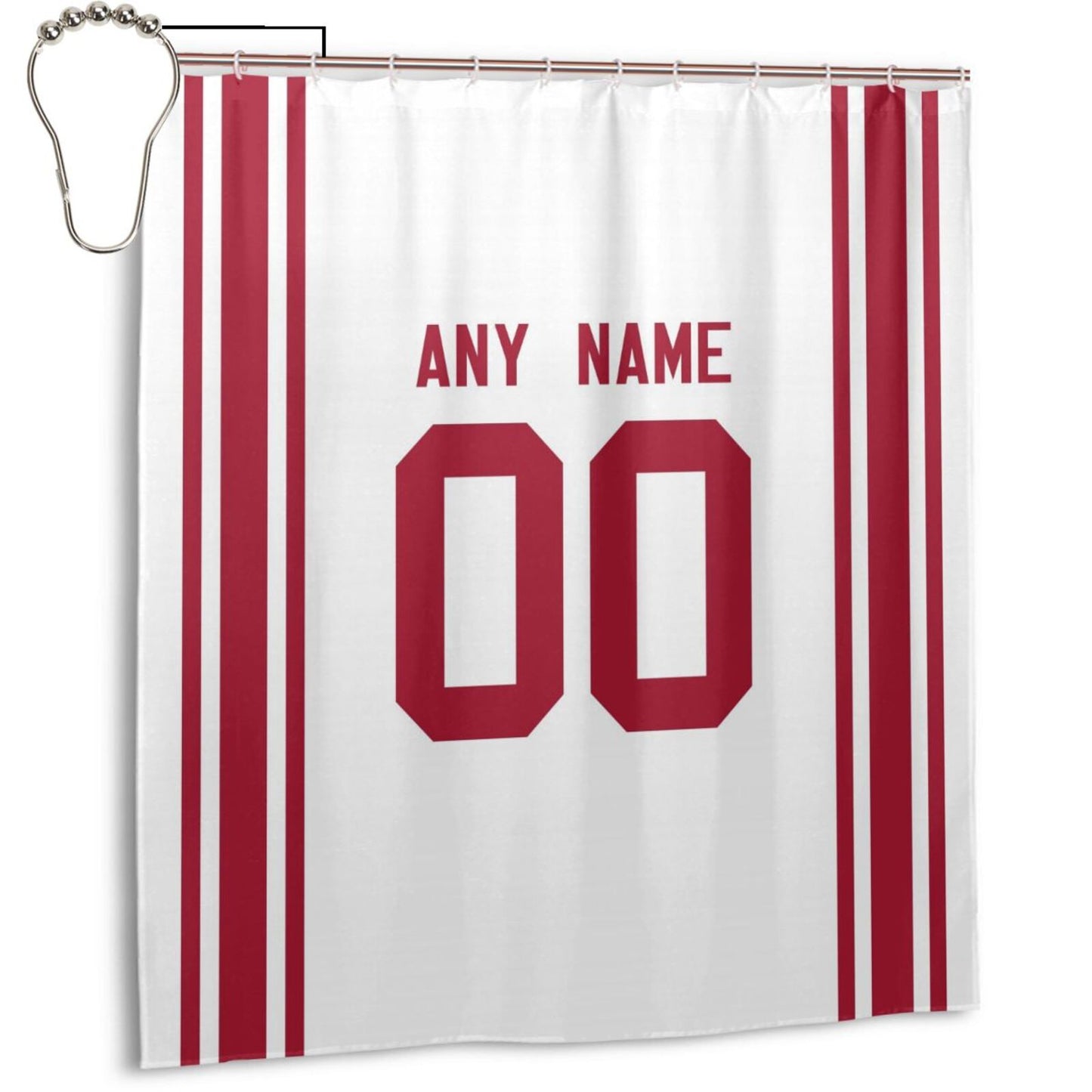 Custom Football New York Giants style personalized shower curtain custom design name and number set of 12 shower curtain hooks Rings