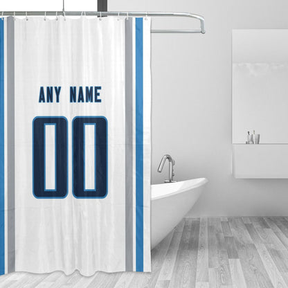 Custom Football Tennessee Titans style personalized shower curtain custom design name and number set of 12 shower curtain hooks Rings