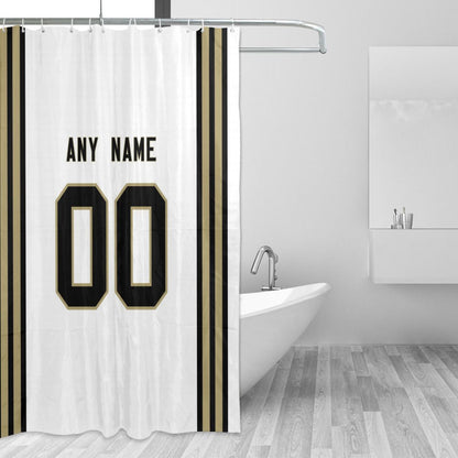Custom Football New Orleans Saints style personalized shower curtain custom design name and number set of 12 shower curtain hooks Rings