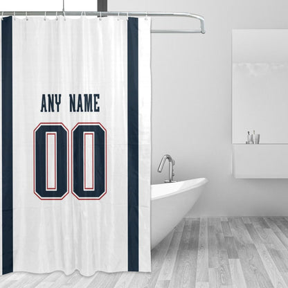Custom Football New England Patriots style personalized shower curtain custom design name and number set of 12 shower curtain hooks Rings