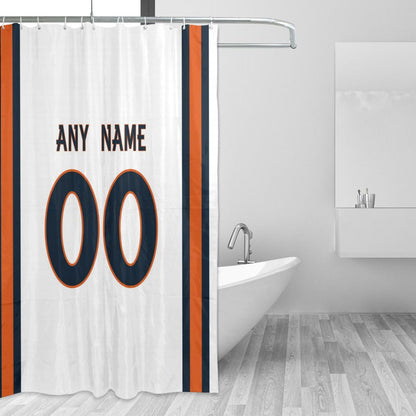 Custom Football Denver Broncos style personalized shower curtain custom design name and number set of 12 shower curtain hooks Rings