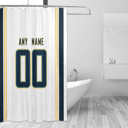 Custom Football Los Angeles Chargers style personalized shower curtain custom design name and number set of 12 shower curtain hooks Rings