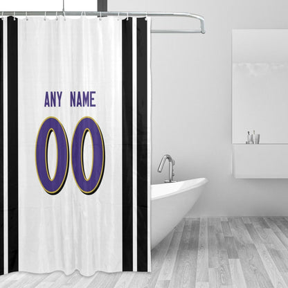 Custom Football Baltimore Ravens style personalized shower curtain custom design name and number set of 12 shower curtain hooks Rings