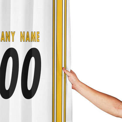 Custom Football Pittsburgh Steelers style personalized shower curtain custom design name and number set of 12 shower curtain hooks Rings