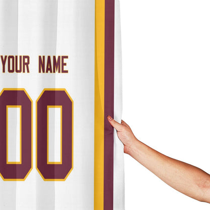 Custom Football Washington Commanders style personalized shower curtain custom design name and number set of 12 shower curtain hooks Rings