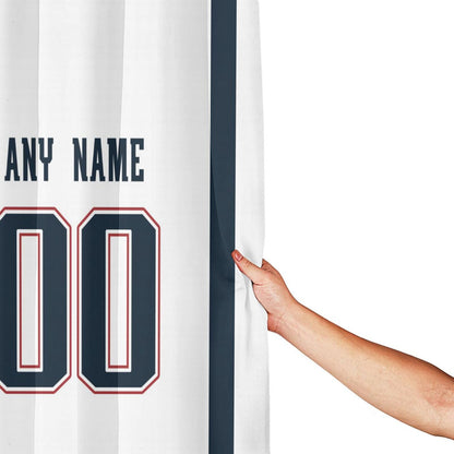 Custom Football New England Patriots style personalized shower curtain custom design name and number set of 12 shower curtain hooks Rings