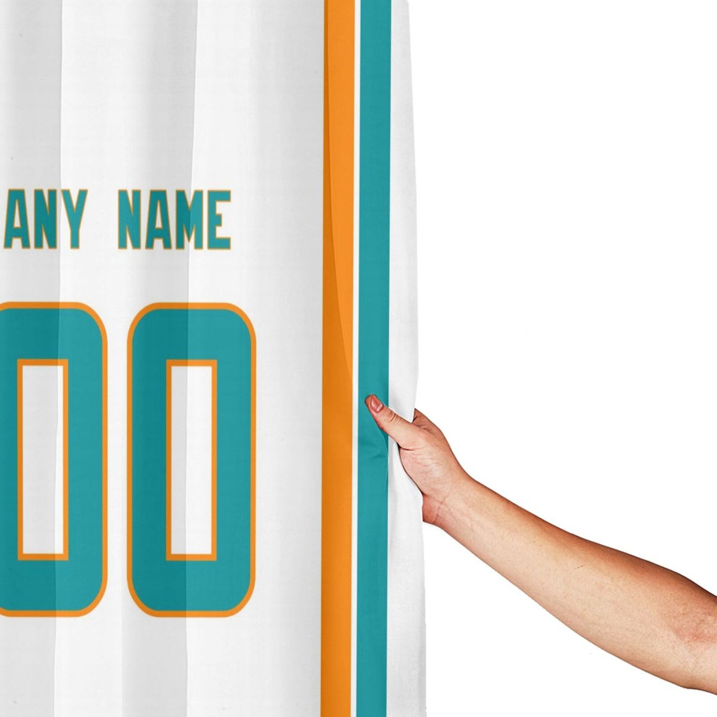 Custom Football Miami Dolphins style personalized shower curtain custom design name and number set of 12 shower curtain hooks Rings
